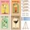 4 Pack Cocktail Paint by Numbers Kit for Adults with Frame and Easel, Framed Paint by Number Kits, Adult's Easy Numbers Painting for Beginners for Home Wall Decor Gift, 8x12 inch